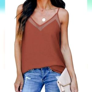 V Neck Tank Top With Spaghetti Strap